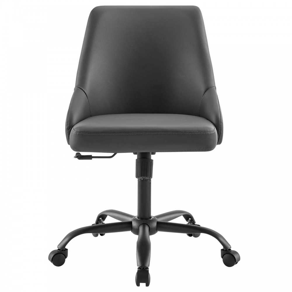 Designate Swivel Vegan Leather Office Chair, Black Gray