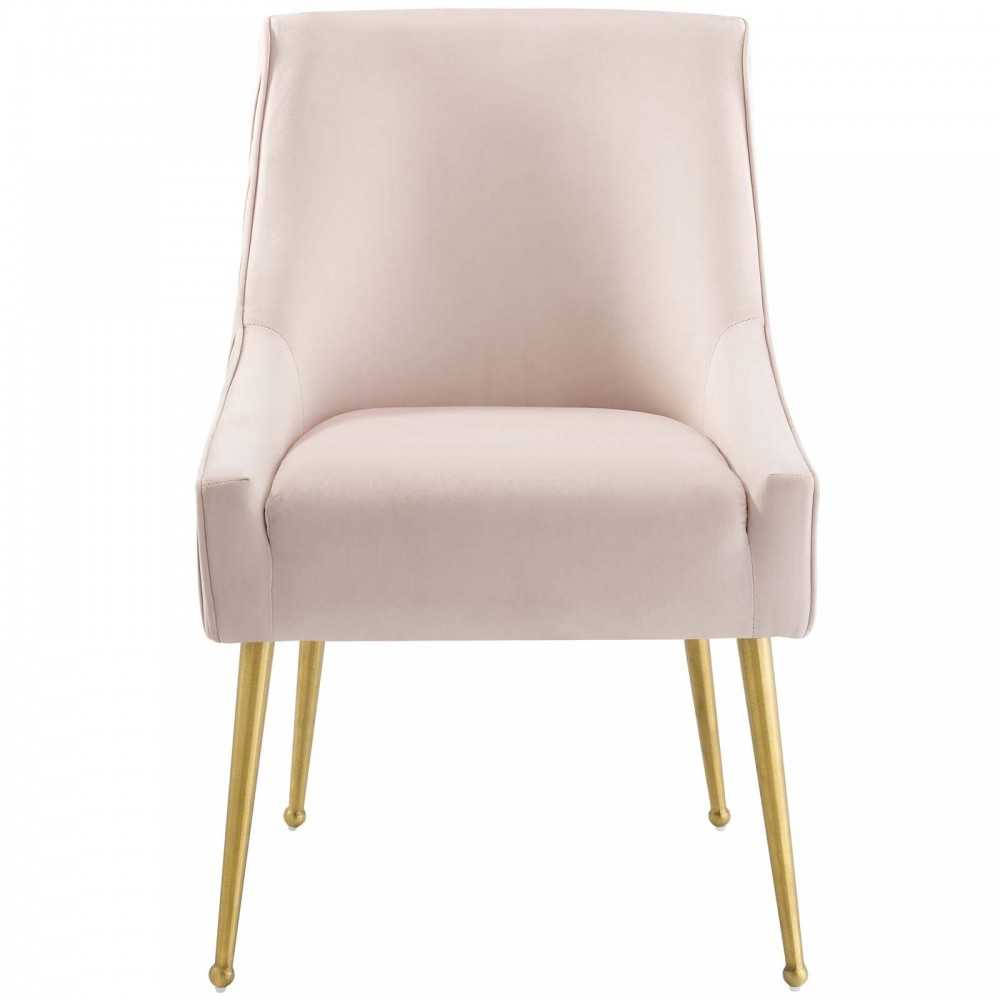 Discern Pleated Back Upholstered Performance Velvet Dining Chair, Pink