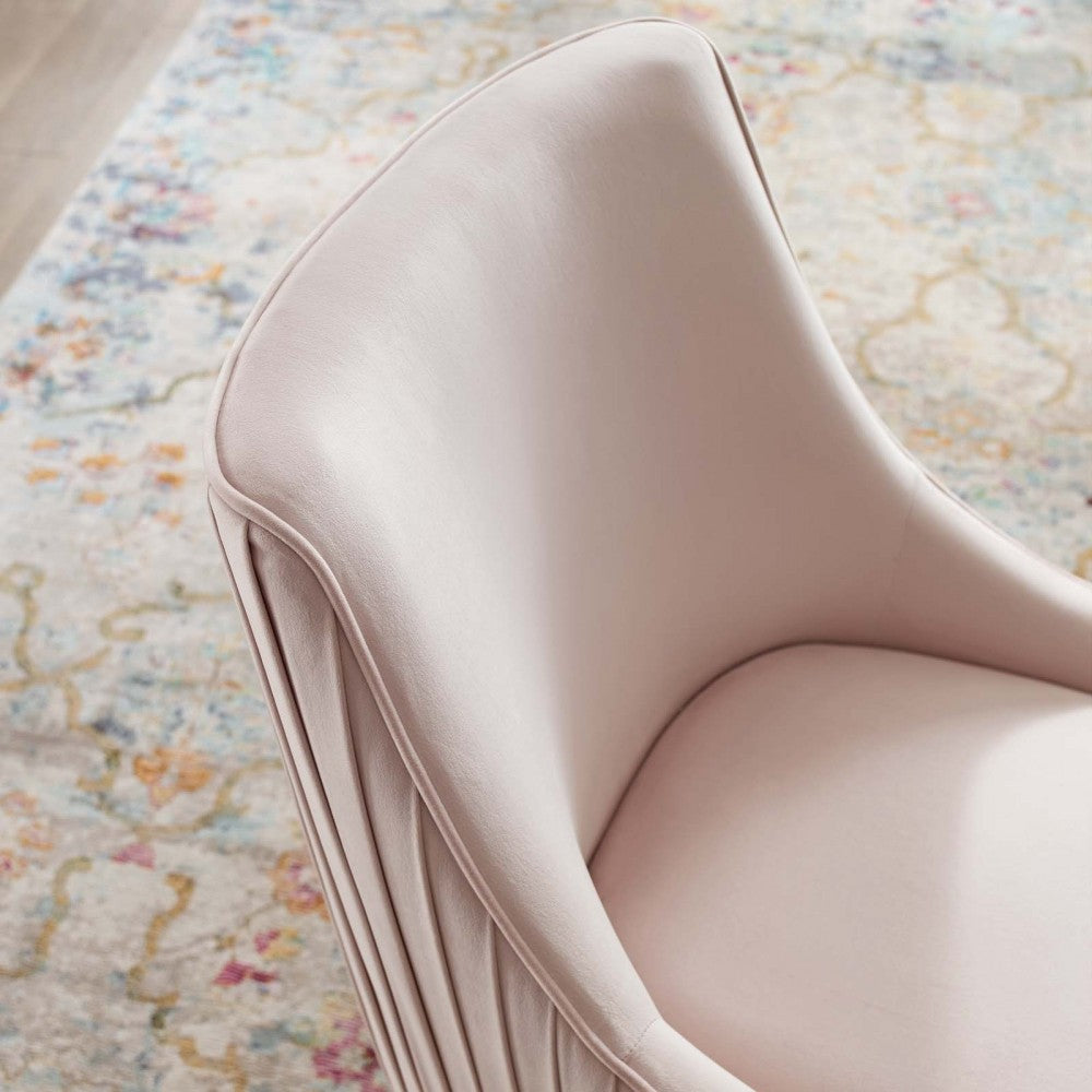 Discern Pleated Back Upholstered Performance Velvet Dining Chair, Pink