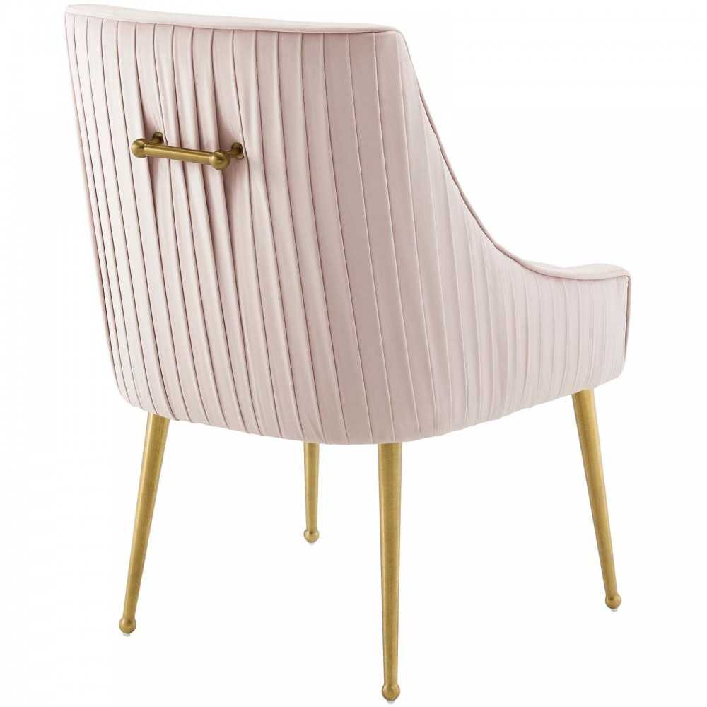 Discern Pleated Back Upholstered Performance Velvet Dining Chair Set of 2, Pink