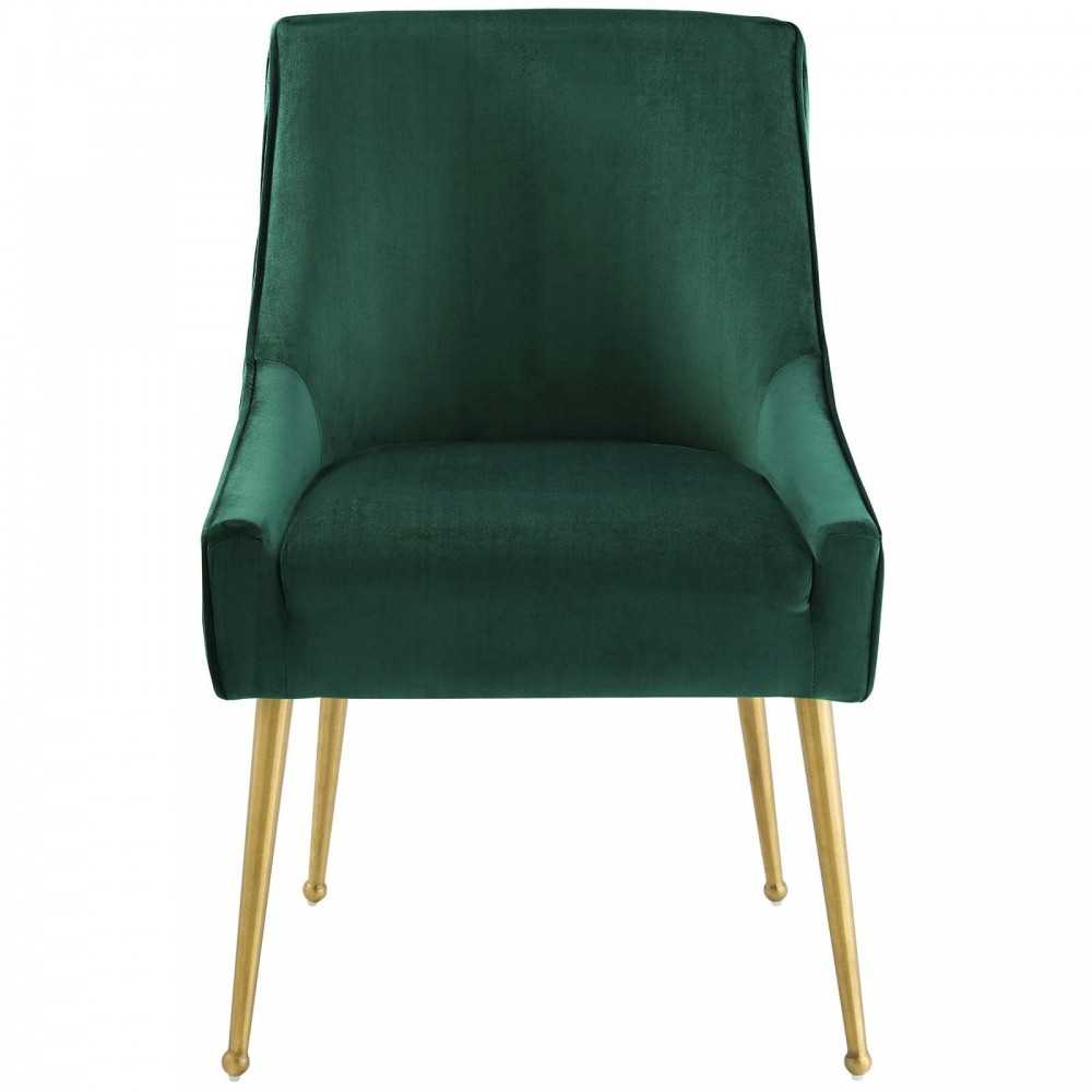 Discern Pleated Back Upholstered Performance Velvet Dining Chair, Green