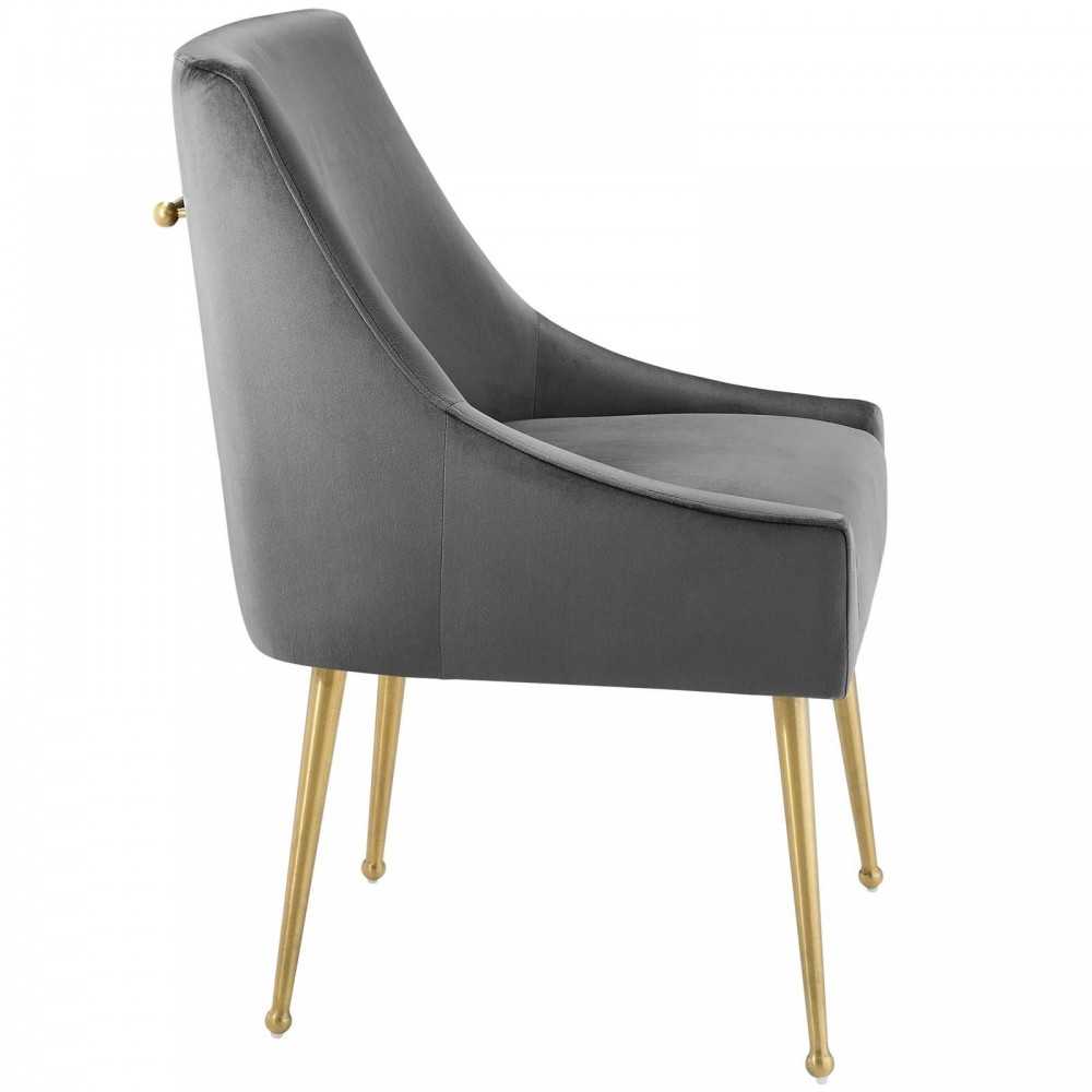 Discern Upholstered Performance Velvet Dining Chair, Gray