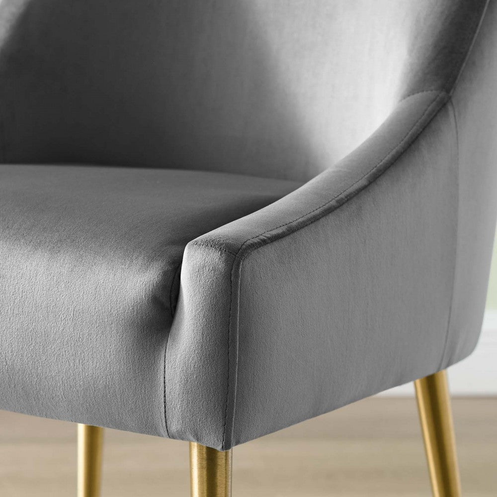 Discern Upholstered Performance Velvet Dining Chair, Gray