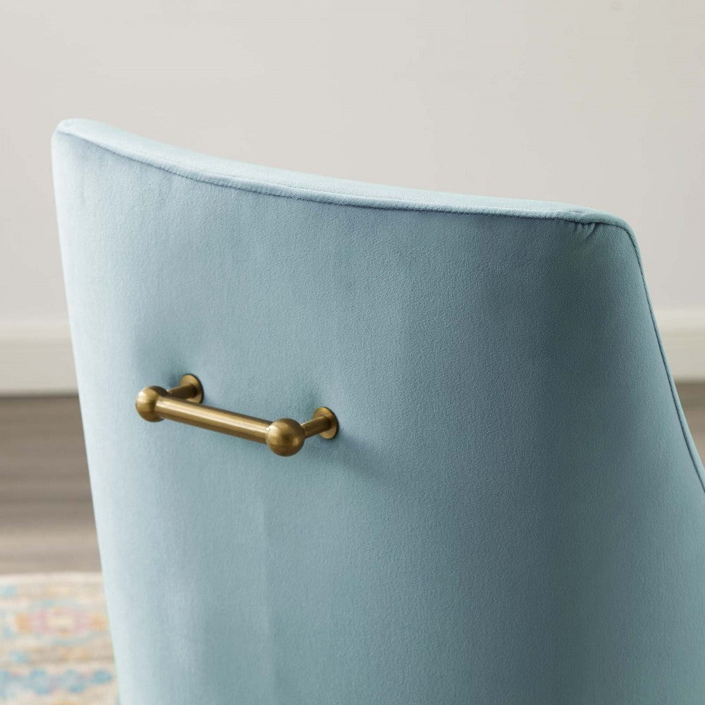 Discern Upholstered Performance Velvet Dining Chair, Light Blue