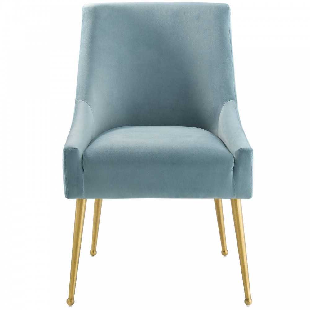 Discern Upholstered Performance Velvet Dining Chair, Light Blue