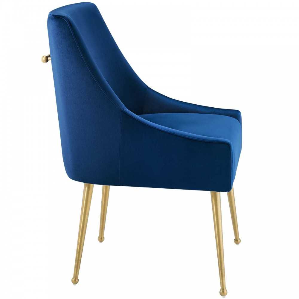 Discern Upholstered Performance Velvet Dining Chair, Navy