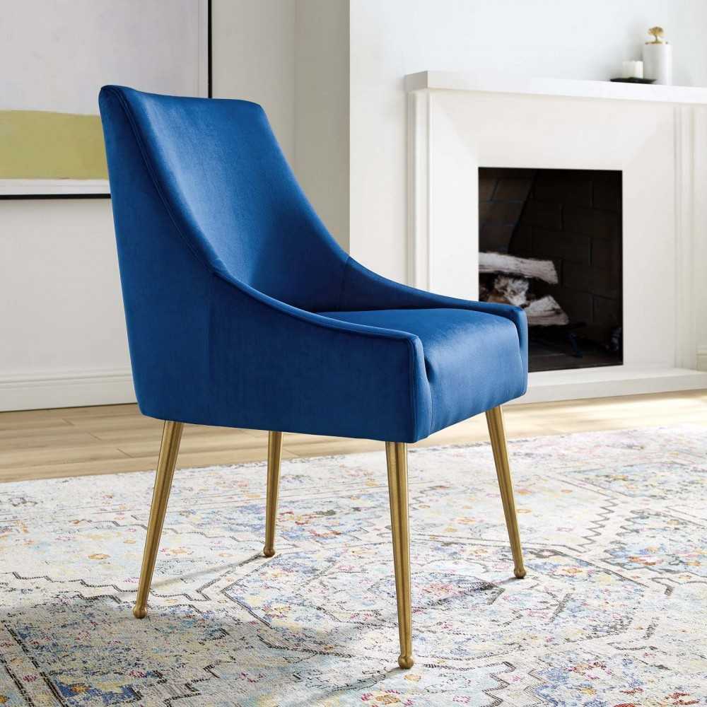 Discern Upholstered Performance Velvet Dining Chair, Navy