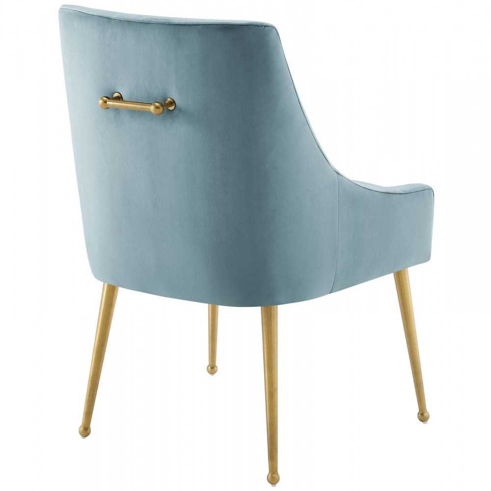 Discern Upholstered Performance Velvet Dining Chair Set of 2, Light Blue