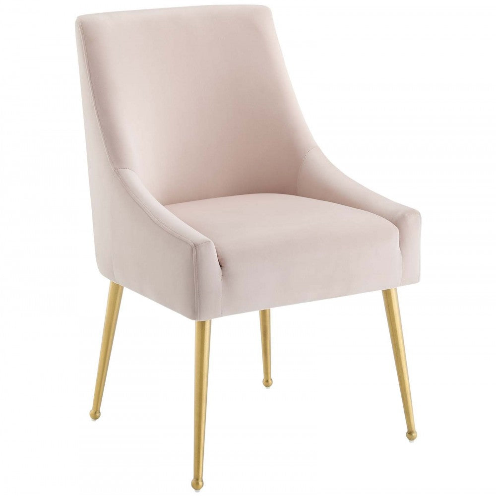 Discern Upholstered Performance Velvet Dining Chair Set of 2, Pink