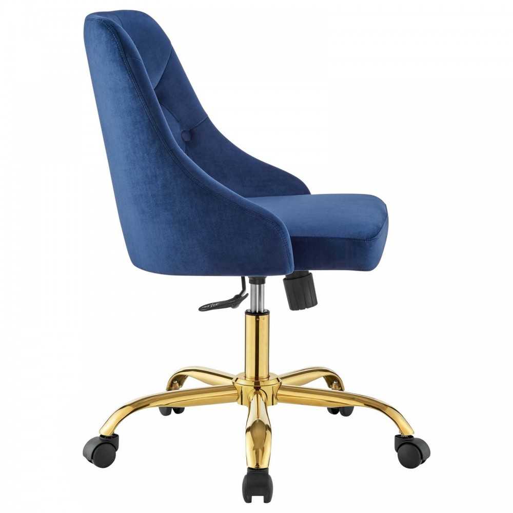Distinct Tufted Swivel Performance Velvet Office Chair, Gold Navy