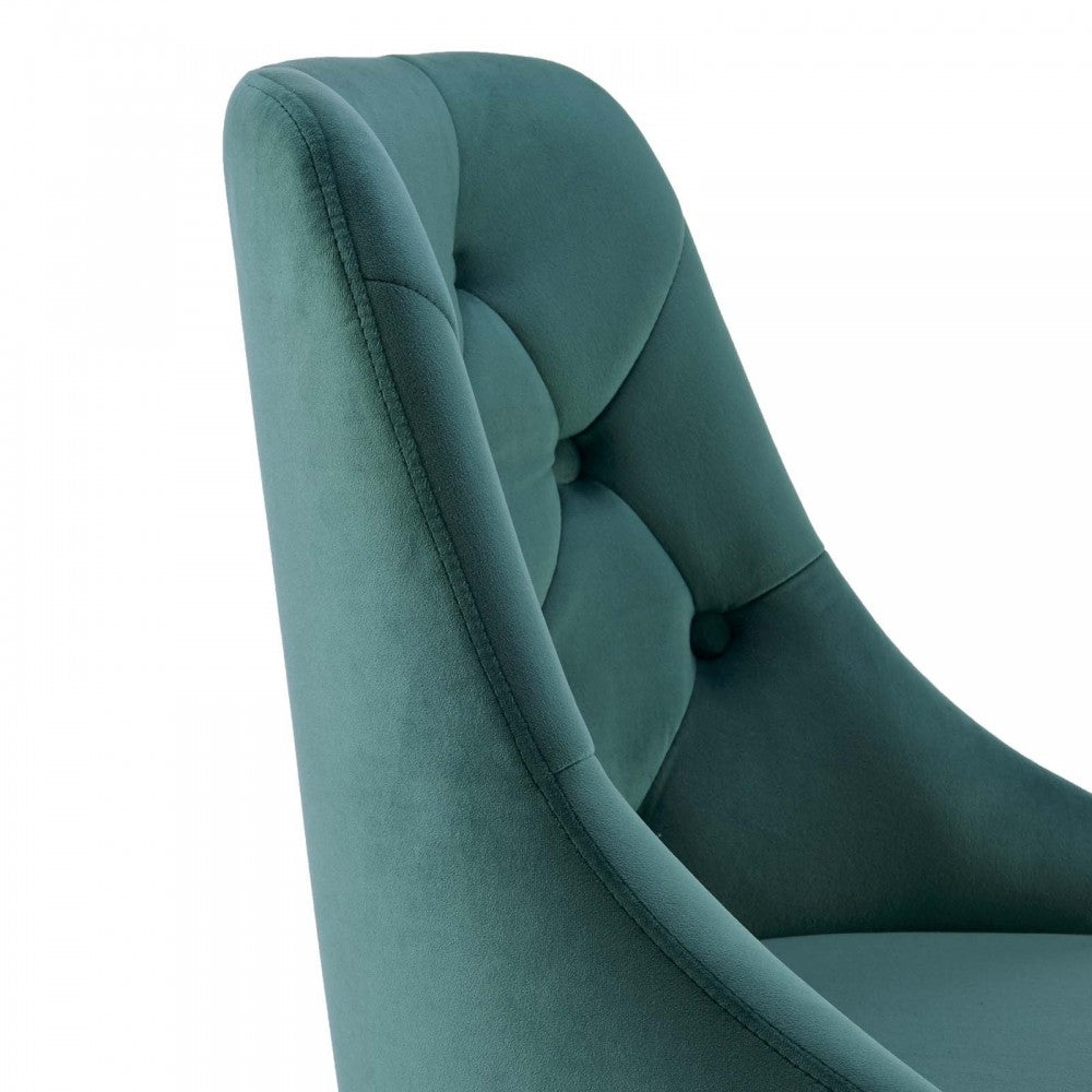 Distinct Tufted Swivel Performance Velvet Office Chair, Gold Teal