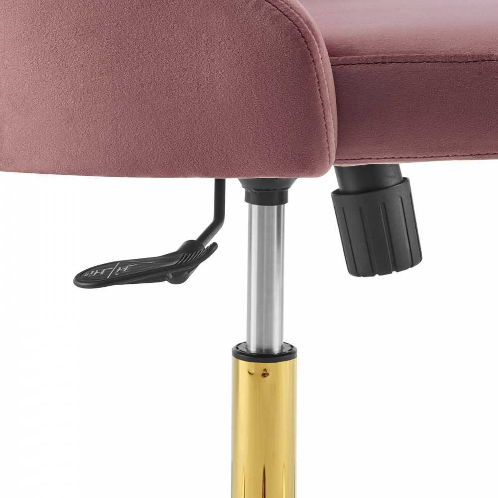Distinct Tufted Swivel Performance Velvet Office Chair, Gold Dusty Rose