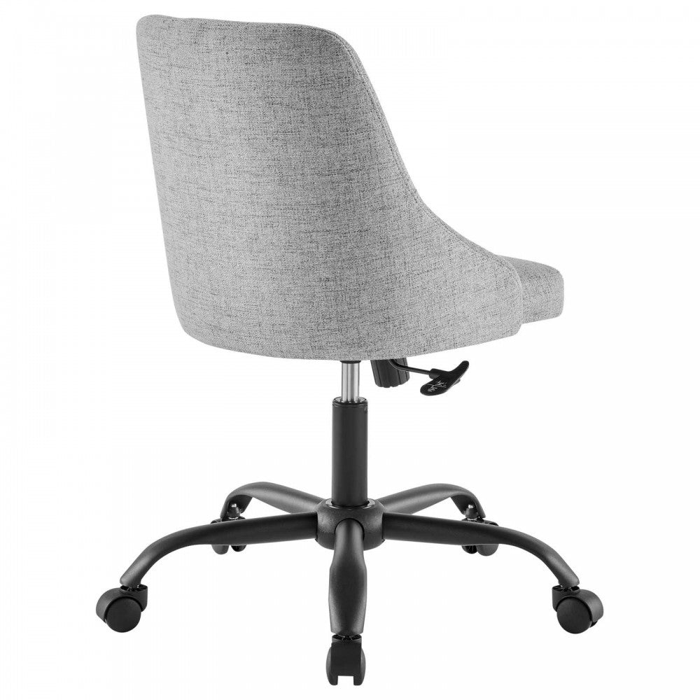 Distinct Tufted Swivel Upholstered Office Chair, Black Light Gray