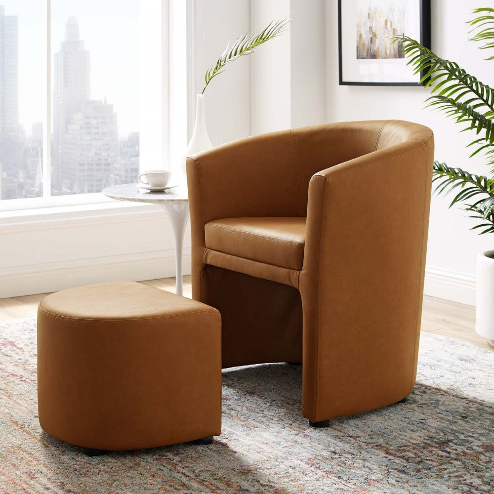 Divulge Armchair and Ottoman, Tan