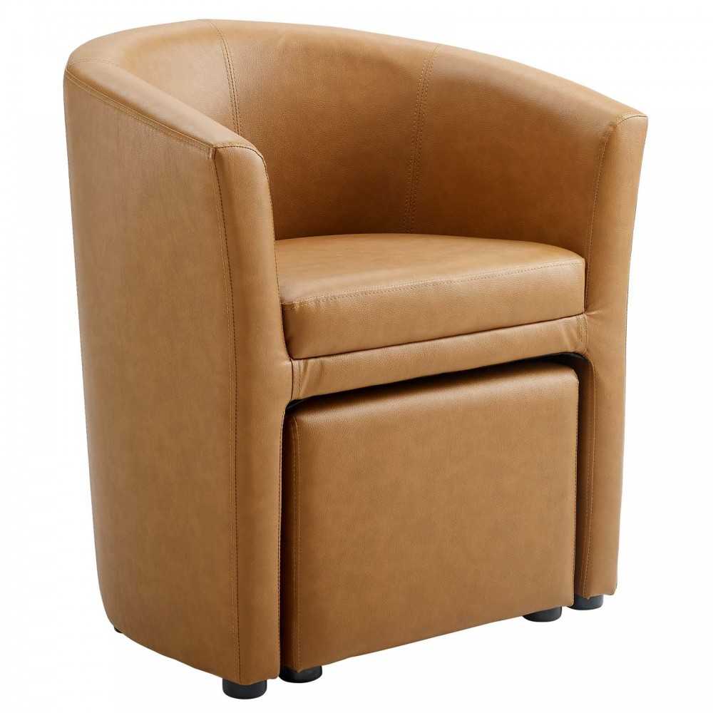 Divulge Armchair and Ottoman, Tan