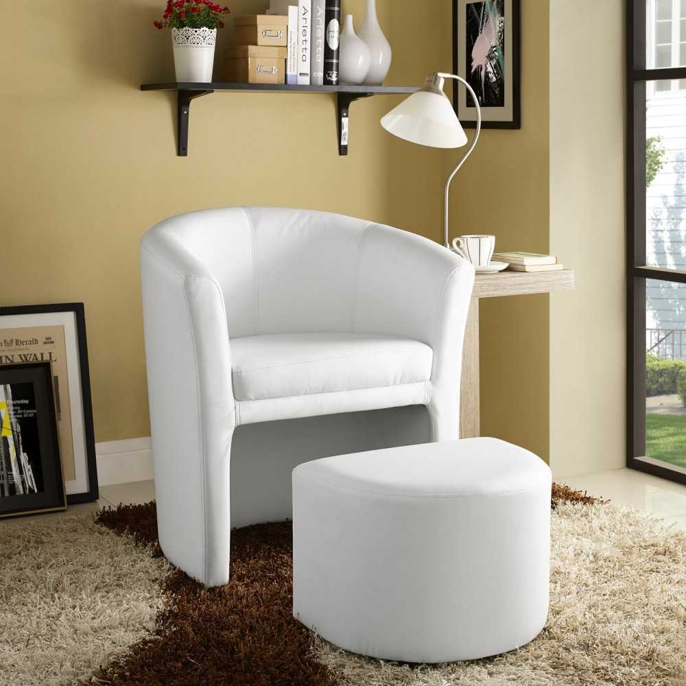 Divulge Armchair and Ottoman, White