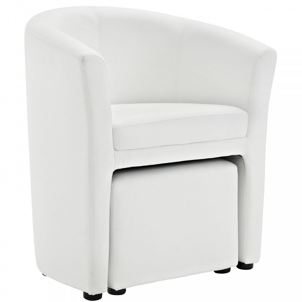 Divulge Armchair and Ottoman, White