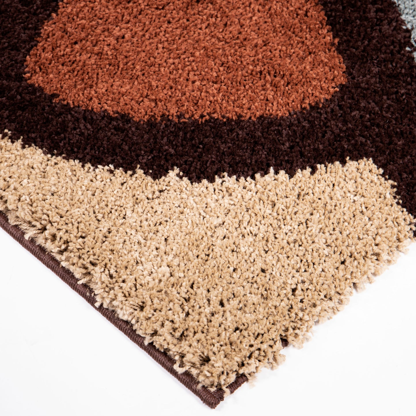 Orian Impressions Shag Circle Bloom Multi Brown 79"X116"