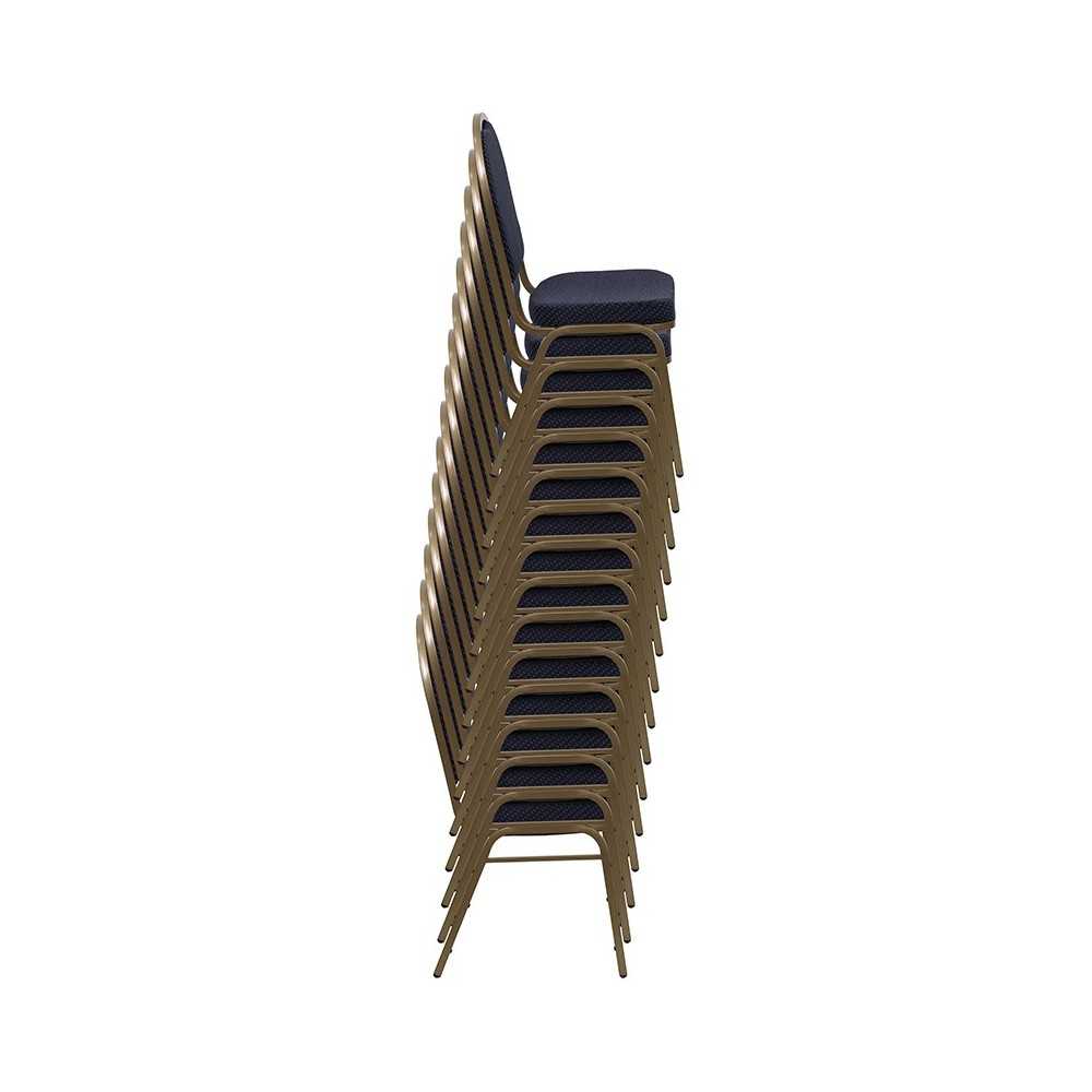 Dome Back Stacking Banquet Chair in Burgundy Patterned Fabric - Gold Frame