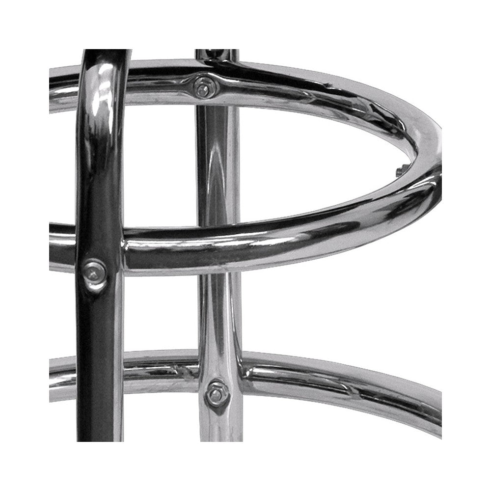 Double Ring Chrome Barstool with Red Seat