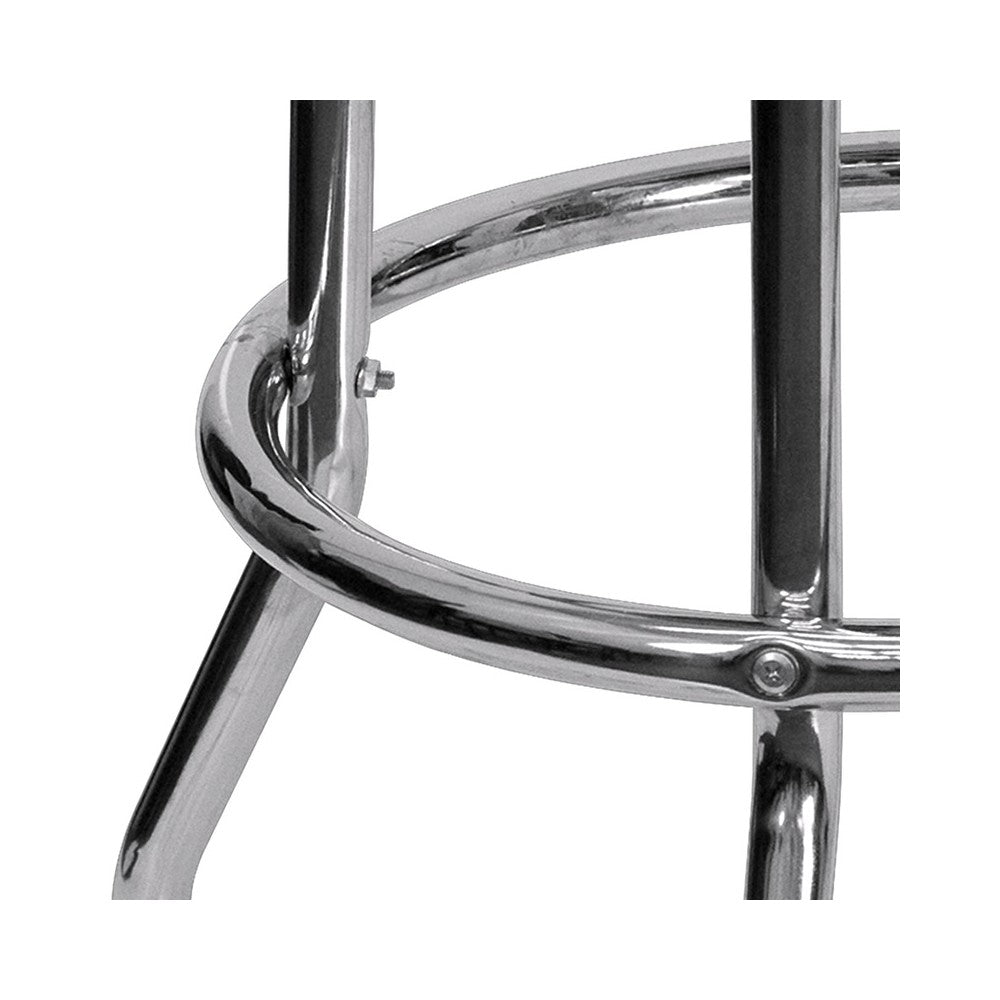 Double Ring Chrome Barstool with Red Seat
