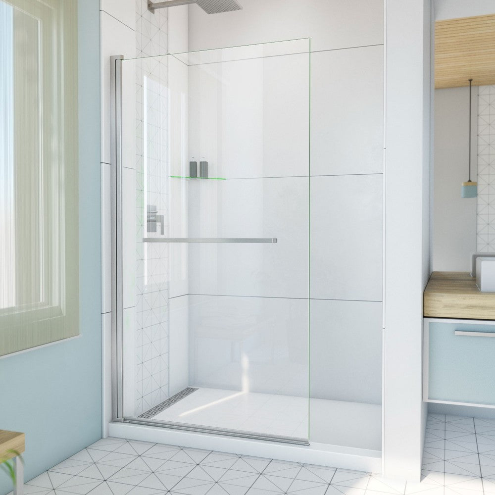 DreamLine Aqua-Q Swing 39 1/2x72 Frameless Shower Door in Brushed Nickel