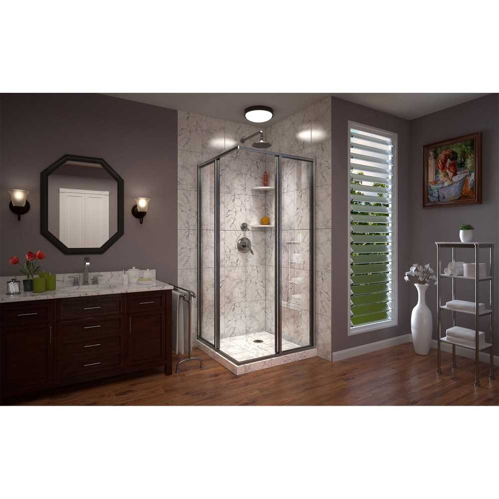 DreamLine Cornerview 40 1/2x40 1/2x72 Framed Sliding Shower Enclosure in Brushed Nickel