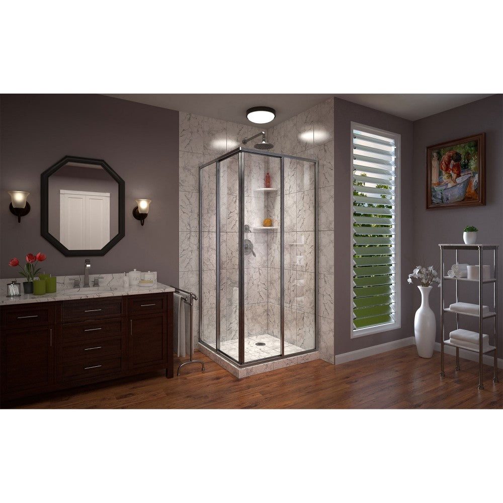 DreamLine Cornerview 40 1/2x40 1/2x72 Framed Sliding Shower Enclosure in Brushed Nickel
