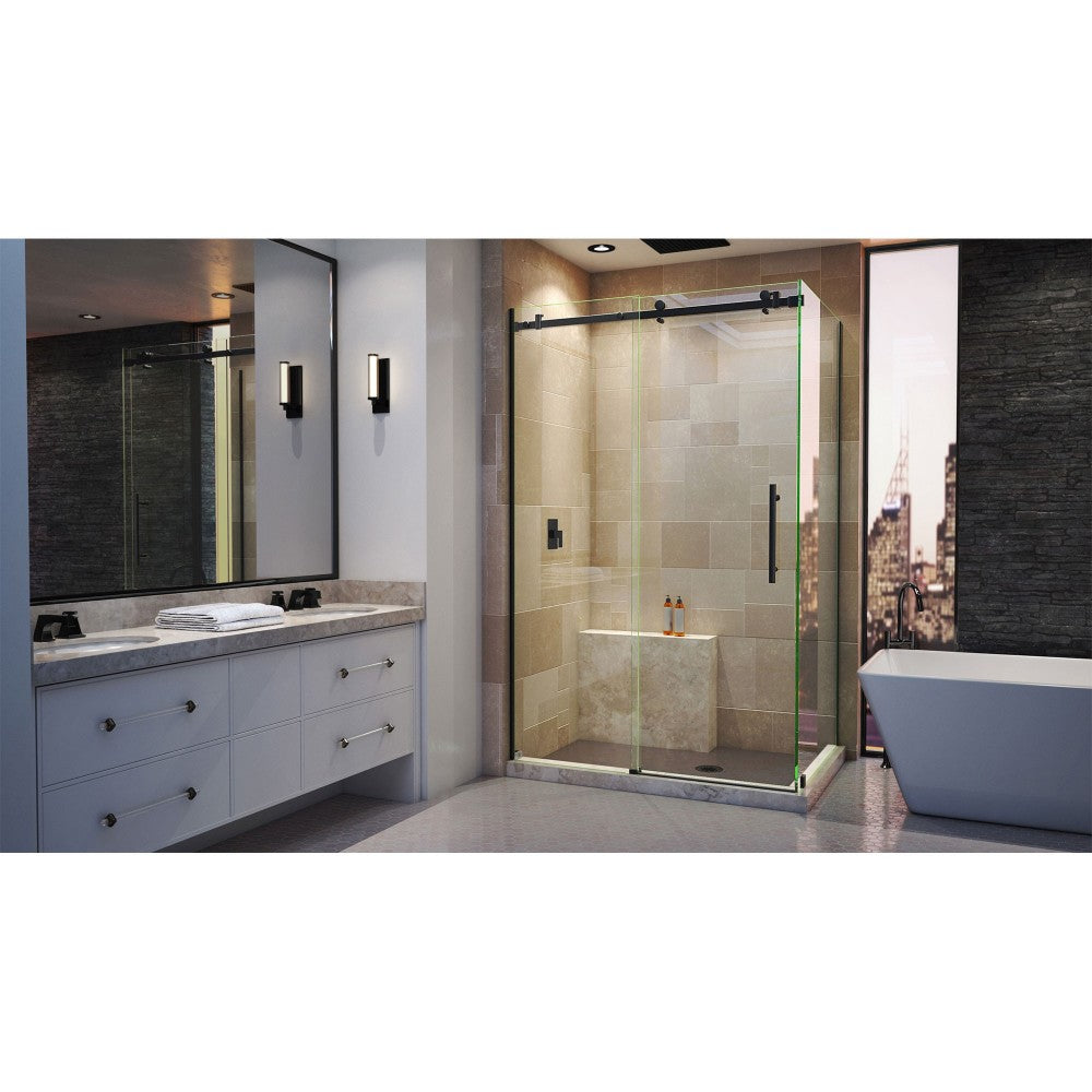 DreamLine Enigma Air 34 3/4x48 3/8x76 Frameless Sliding Shower Enclosure in Satin Black