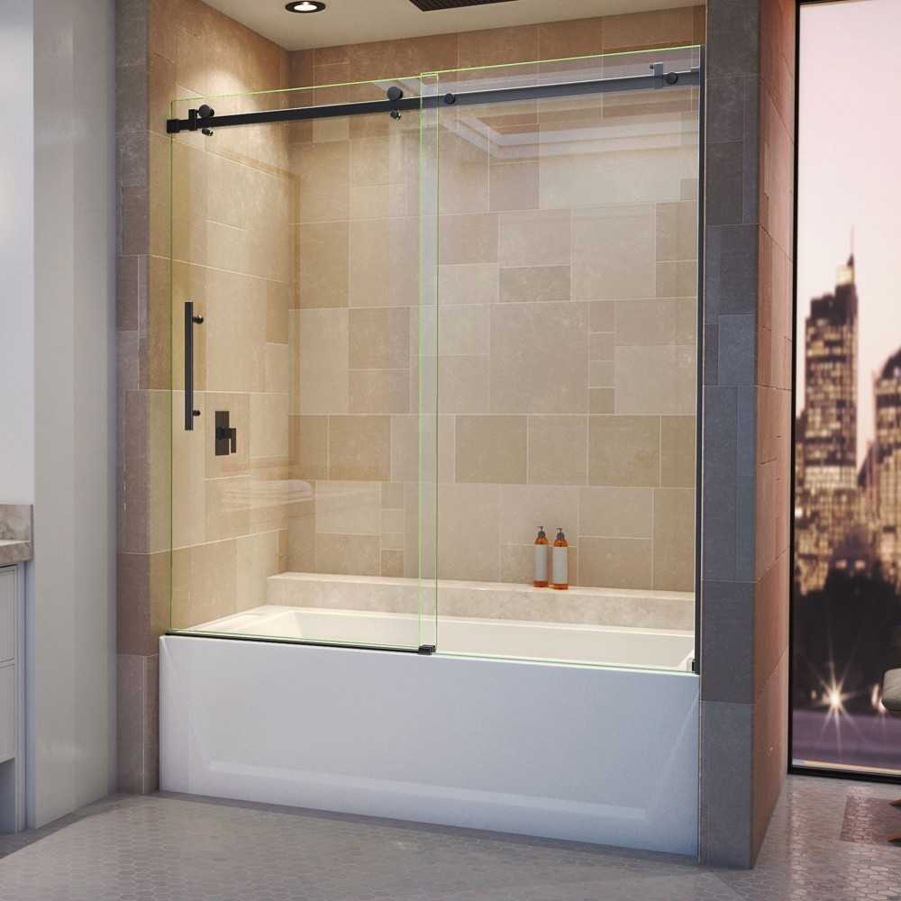 DreamLine Enigma Air 56-60x62 Frameless Sliding Tub Door in Satin Black