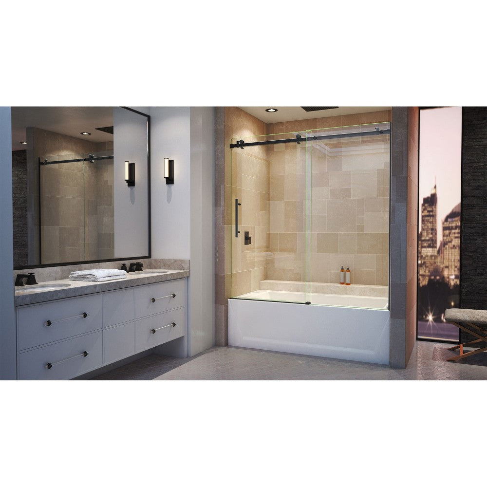DreamLine Enigma Air 56-60x62 Frameless Sliding Tub Door in Satin Black