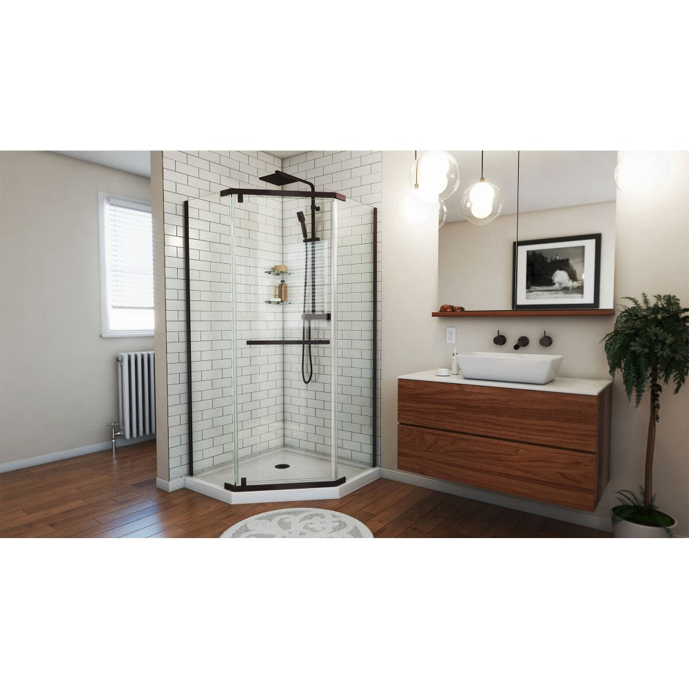 DreamLine Prism 36 1/8 in.x72 in. Frameless Neo-Angle Pivot Shower Enclosure in Oil Rubbed Bronze