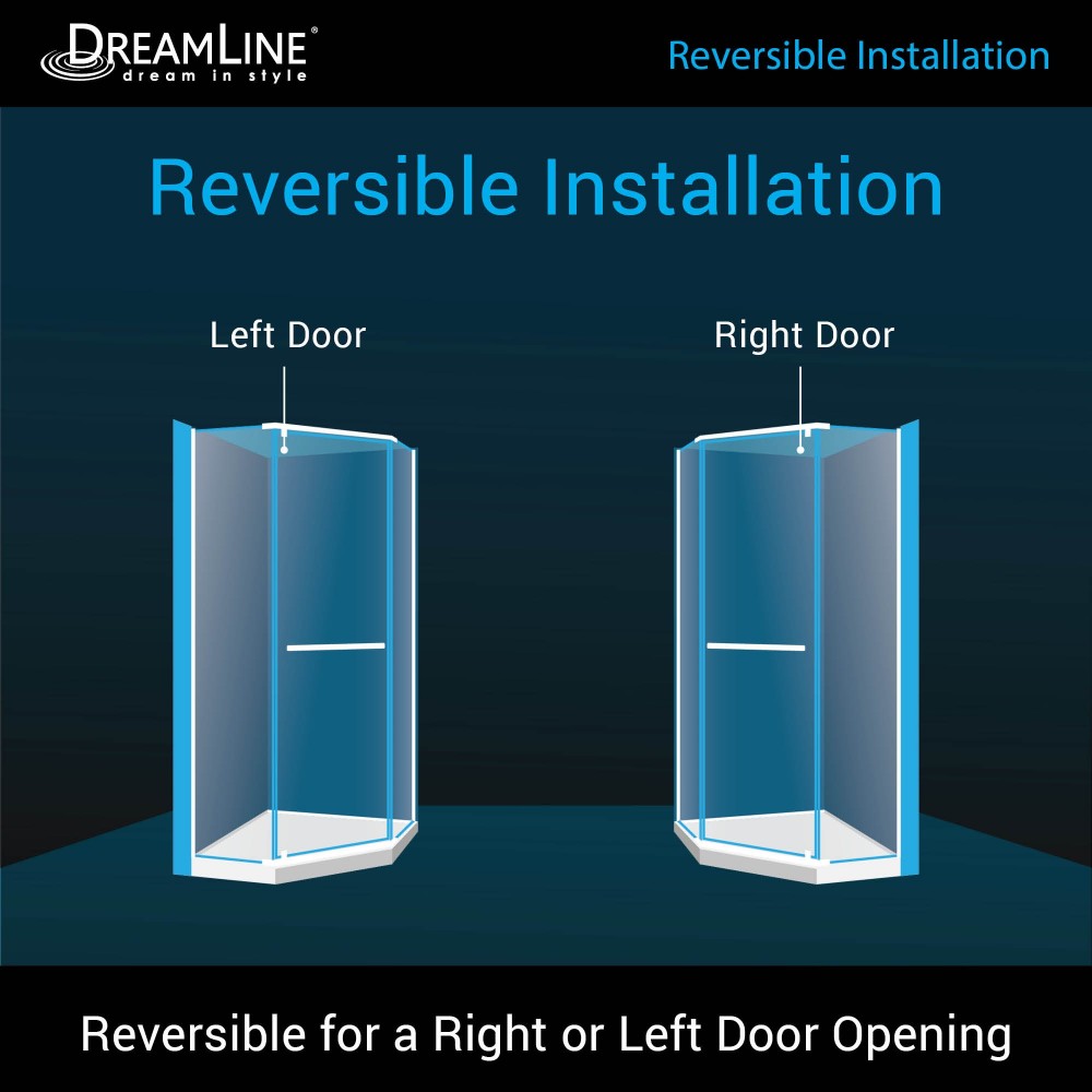 DreamLine Prism 42 in.x74 3/4 in. Frameless Neo-Angle Pivot Shower Enclosure in Oil Rubbed Bronze with Black Base Kit
