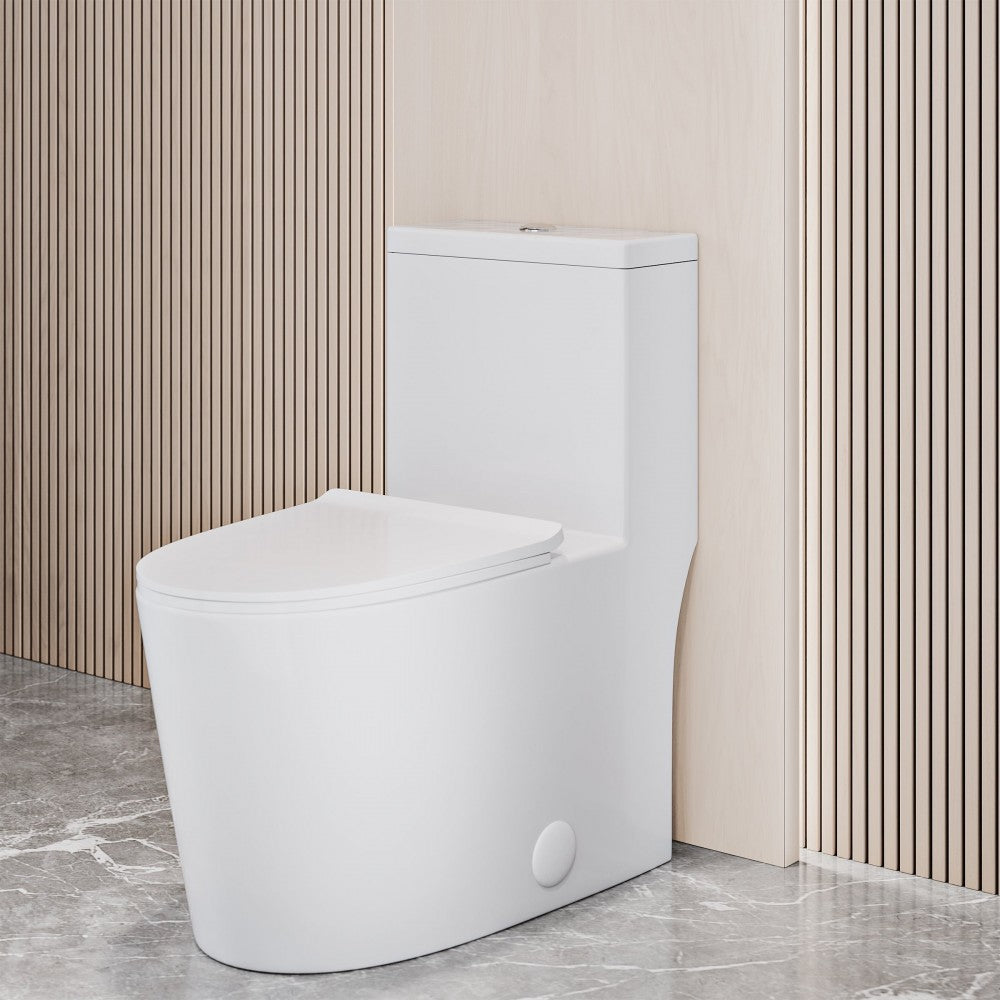 Dreux High Efficiency One-Piece Elongated Toilet, 0.8GPF Water Saving Technology
