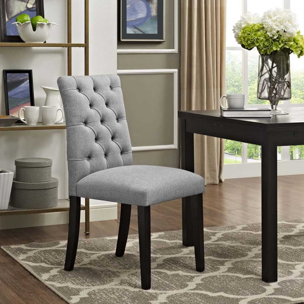 Duchess Fabric Dining Chair, Light Gray