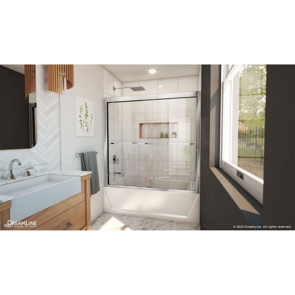 Duet Plus 55-59 in. W x 58 in. H Semi-Frameless Bypass Sliding Tub Door in Chrome