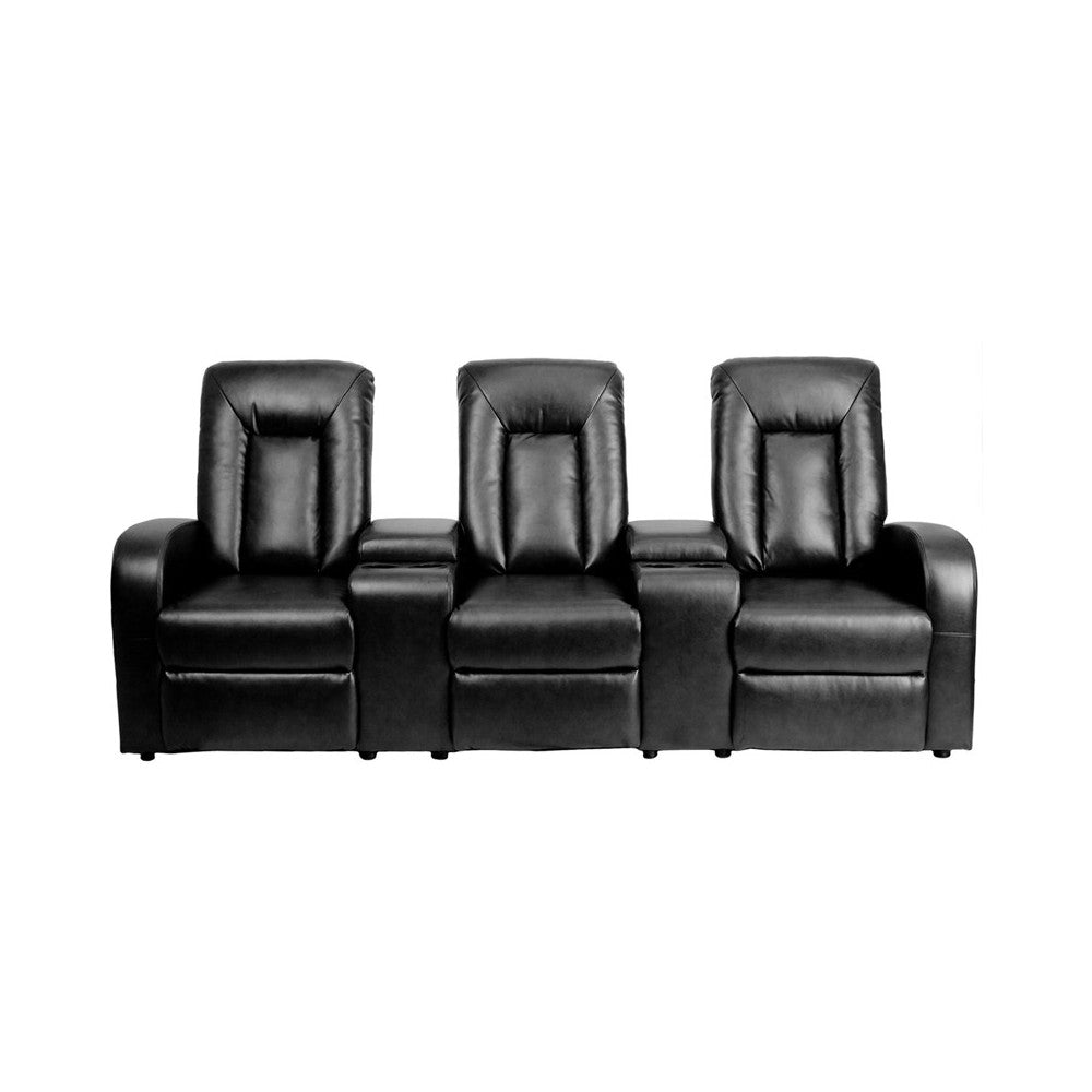 Eclipse Series 3-Seat Reclining Black LeatherSoft Theater Seating Unit with Cup Holders