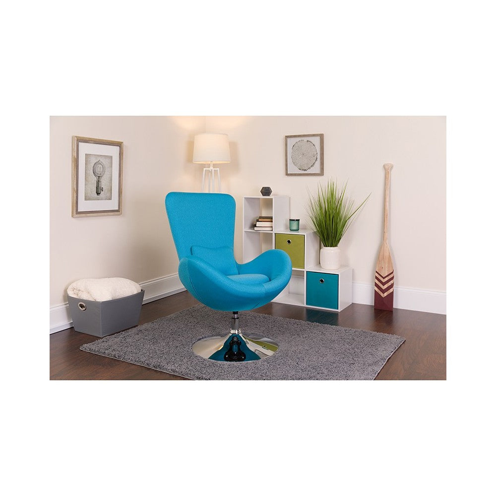 Egg Series Aqua Fabric Side Reception Chair
