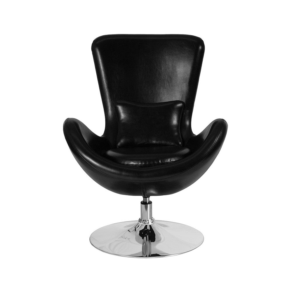 Egg Series Black LeatherSoft Side Reception Chair
