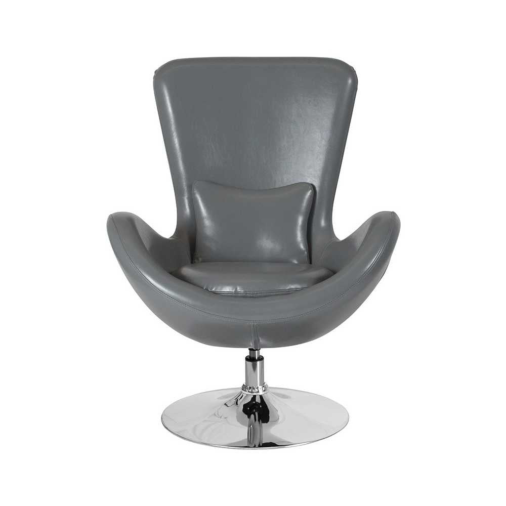 Egg Series Gray LeatherSoft Side Reception Chair