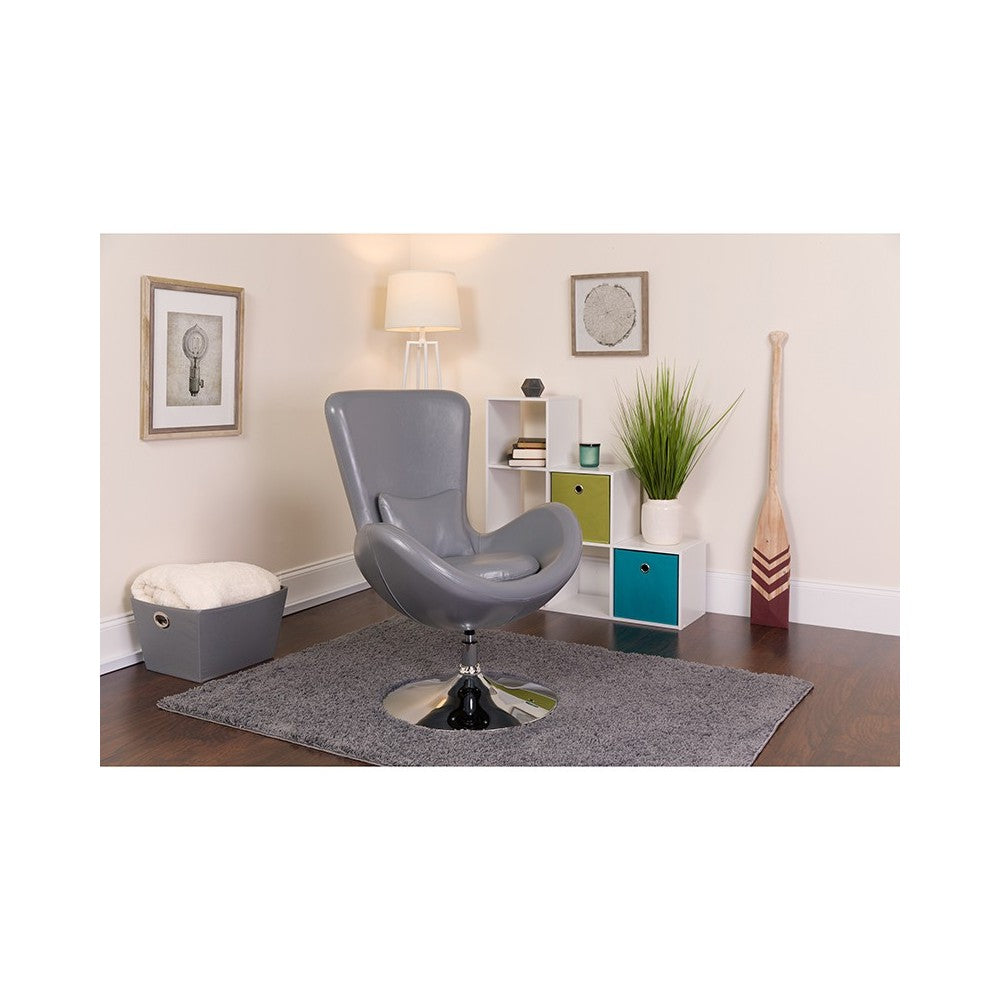 Egg Series Gray LeatherSoft Side Reception Chair