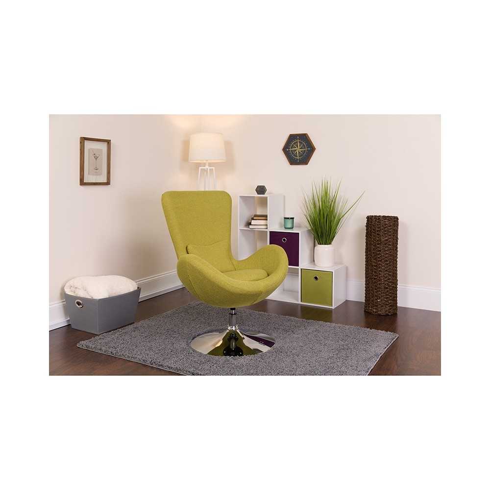 Egg Series Green Fabric Side Reception Chair