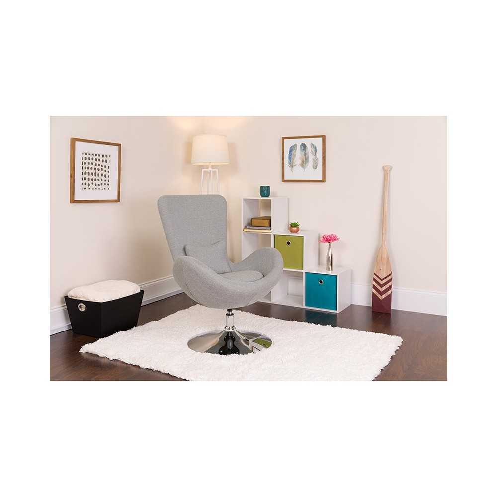 Egg Series Light Gray Fabric Side Reception Chair