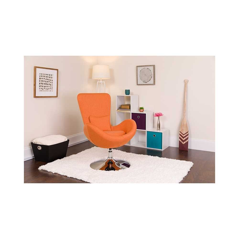 Egg Series Orange Fabric Side Reception Chair