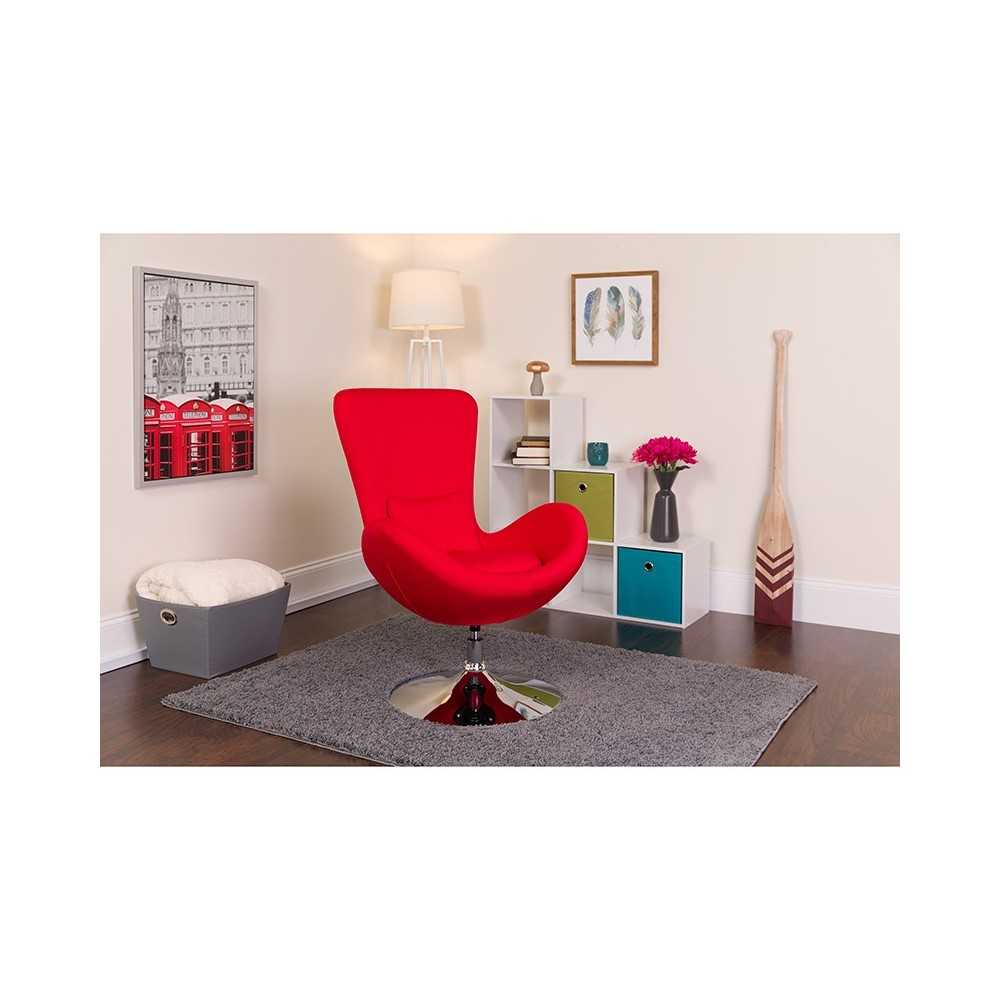 Egg Series Red Fabric Side Reception Chair
