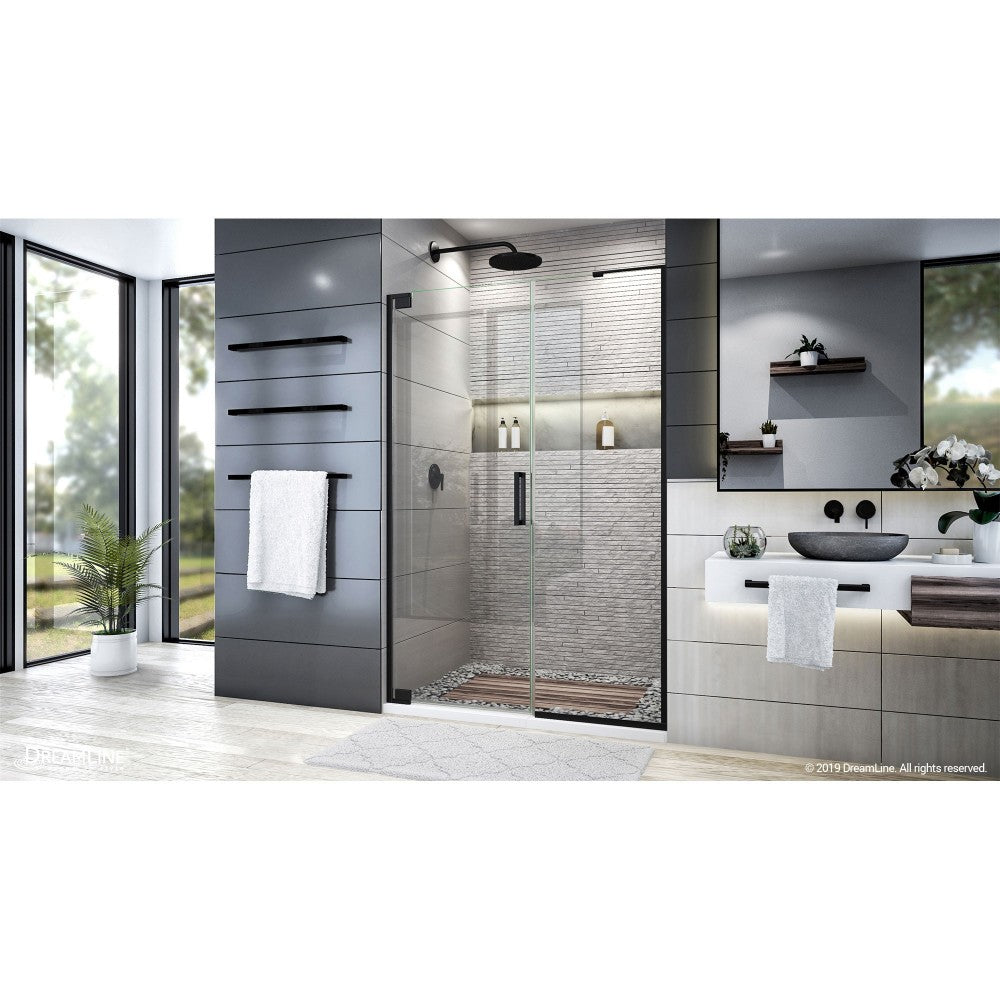 Elegance Plus 51 3/4 -52 1/2 in. W x 72 in. H Frameless Pivot Shower Door in Satin Black