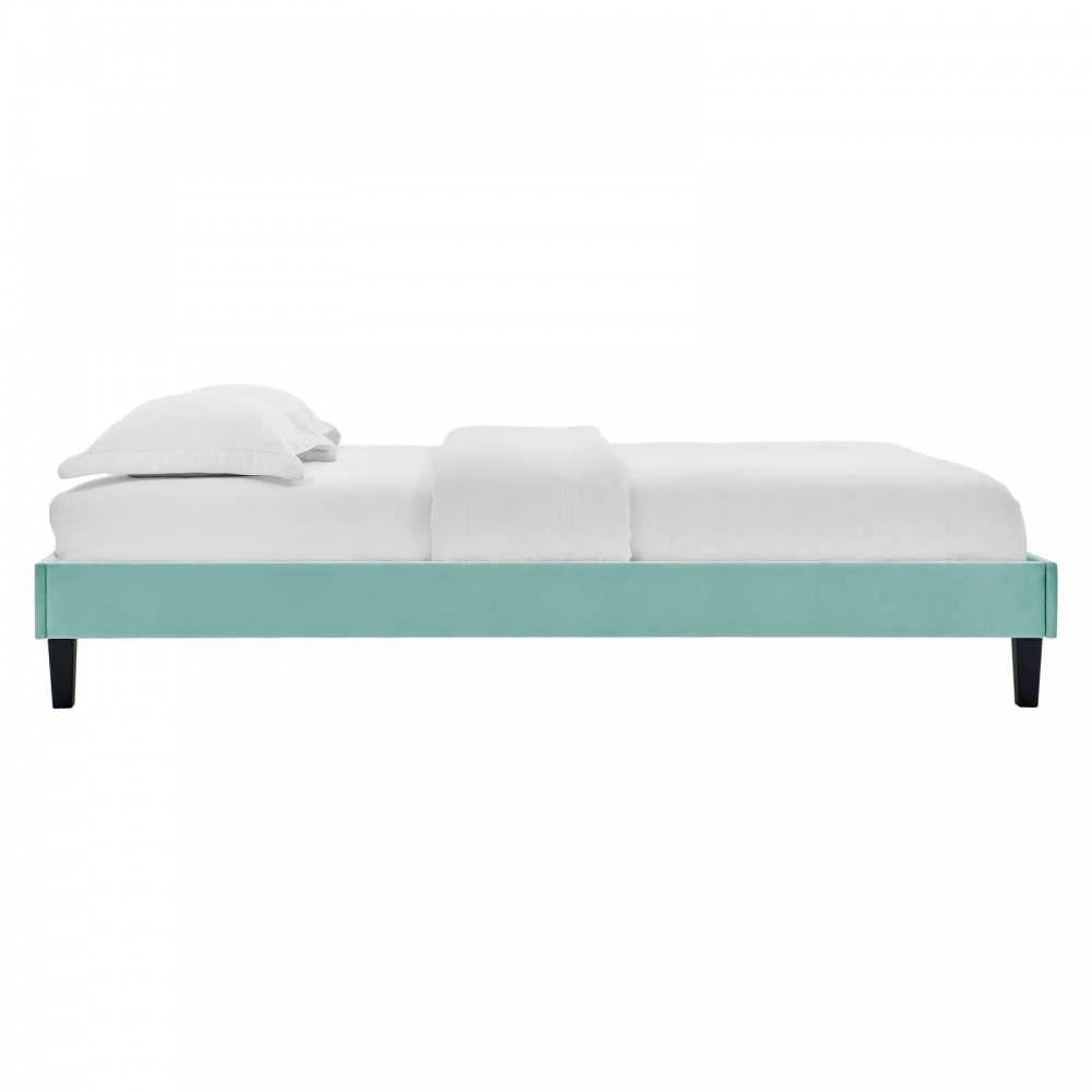 Elise Full Performance Velvet Platform Bed, Mint, MOD-6877-MIN
