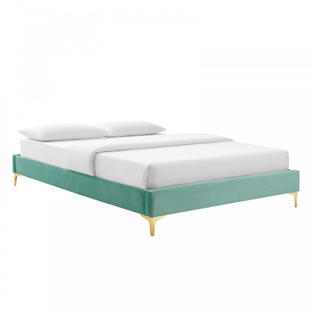 Elise Full Performance Velvet Platform Bed, Mint, MOD-6880-MIN