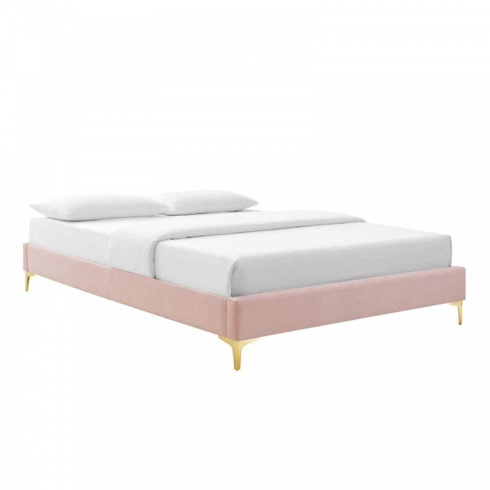 Elise Full Performance Velvet Platform Bed, Pink, MOD-6880-PNK
