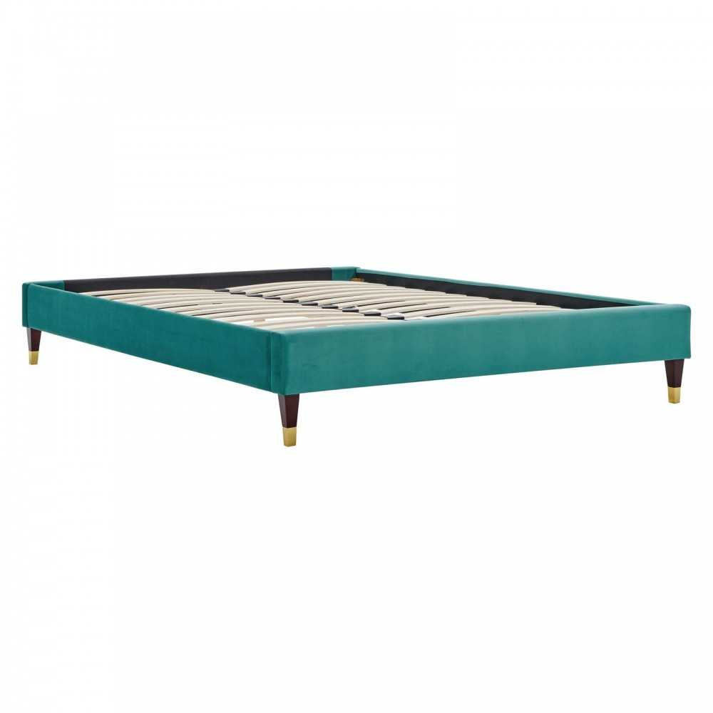 Elise Full Performance Velvet Platform Bed, Teal, MOD-6874-TEA